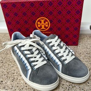 Tory Burch Howell Ruffle Court suede sneakers